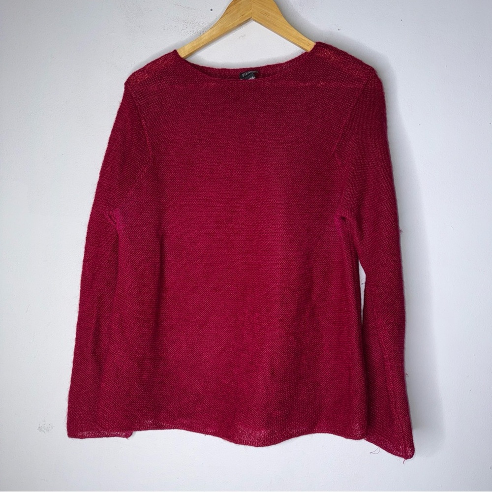 Eileen Fisher Red Mohair Blend‎ Open Knit Sweater Medium